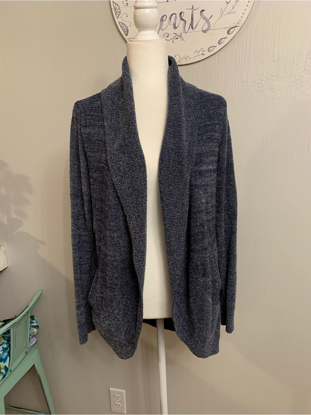 Cozy Open-Front Shawl Cardigan - Charcoal